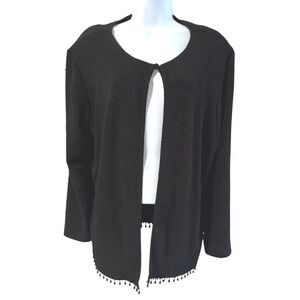 Dressbarn Woman Collection‎ Black Cardigan Beaded Hem Open Front Blazer 18/20